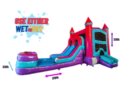 2pink 1772944572 Pink & Purple Bounce House with Slide Wet/Dry