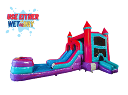 Pink &  Purple Bounce House with Slide Wet/Dry