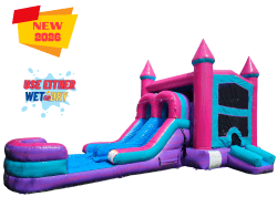 Pink &  Purple Bounce House with Slide Wet/Dry